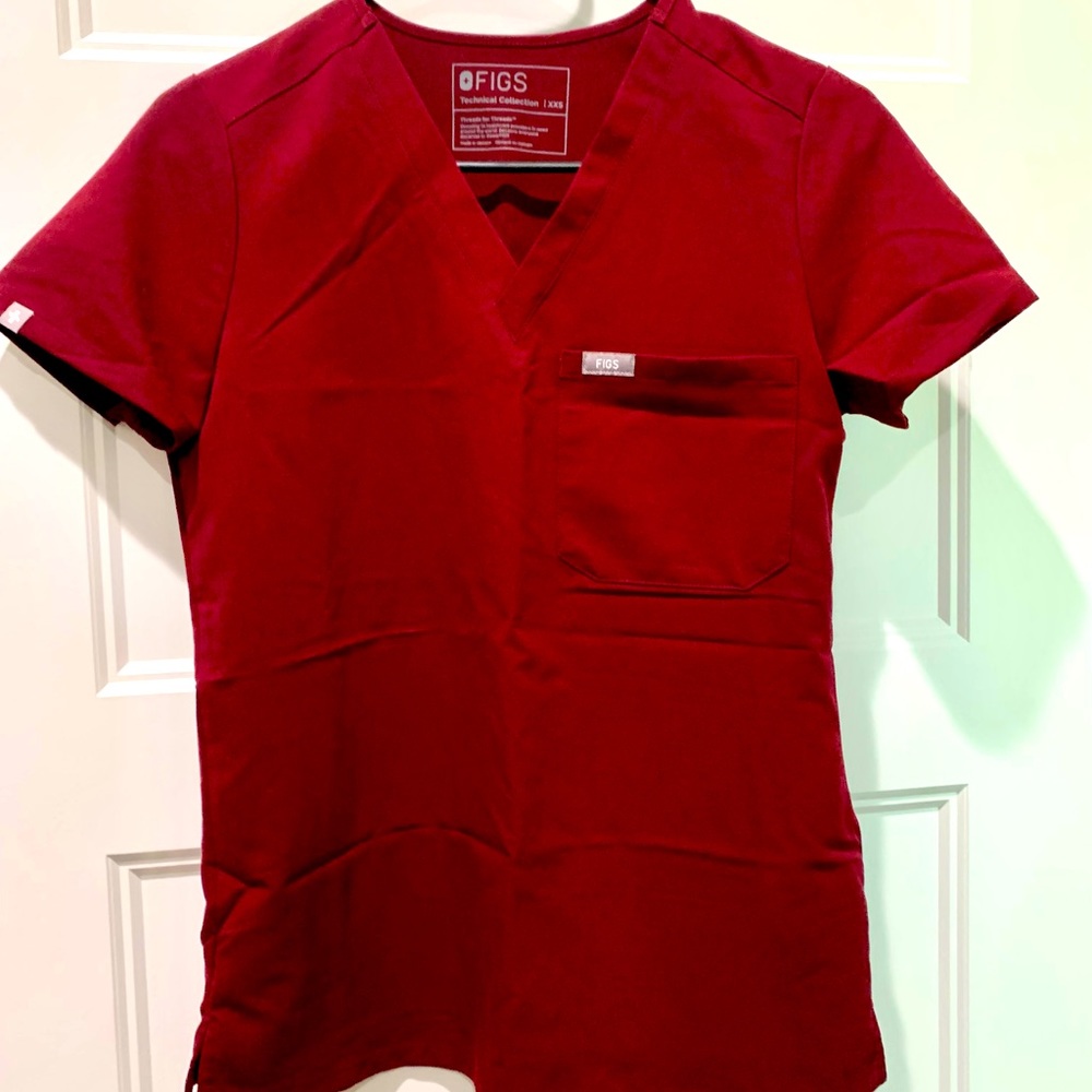 Women’s Figs Burgundy Catarina One-Pocket Scrub Top XXS